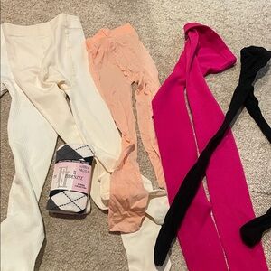Girls’ Tights - Ivory, Peach, Hot Pink, Black-Ivory and Hot Pink fleece lined